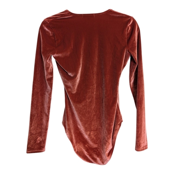 Madewell Velvet Body Suit Orange Wrap Size XS - Picture 4 of 6